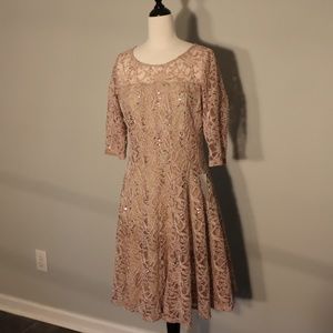 Blush Lace/Sequined Overlay Dress